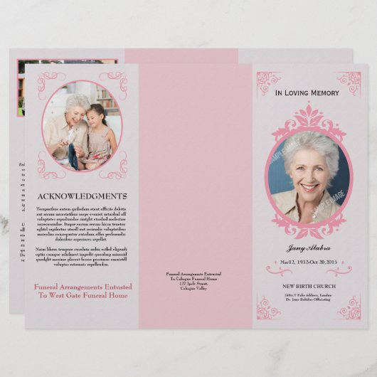 Vorlage des Programms für die dreifache Beerdigung (Vorne/Hinten)