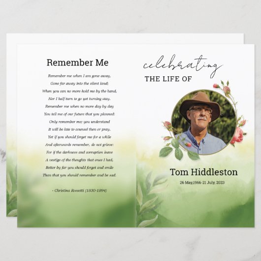 Vorlage des Programms für die grüne Beerdigung in  (Vorne/Hinten)