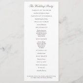 Vorlage des Programms für graue und weiße Hochzeit (Rückseite)