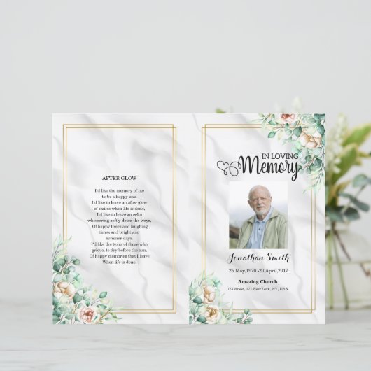 Vorlage des Programms für grüne Blumenbeerdigung (Stehend Vorderseite)