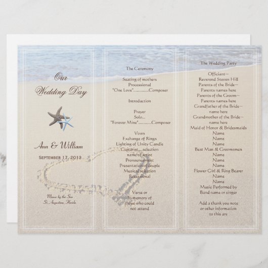 Vorlage des Programms "Herz in Sandhochzeit" (Vorne/Hinten)