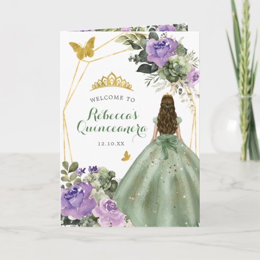 Vorlage des Programms "Sage Green Lila Quinceañera (Vorderseite)
