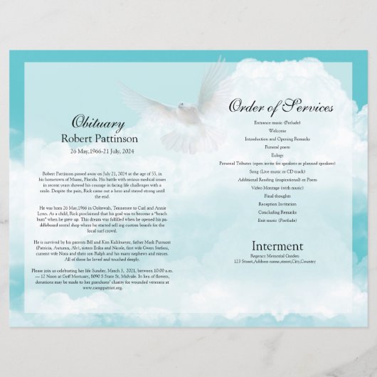 Vorlage des Programms zur Beerdigung von Blauem Hi (Rückseite)