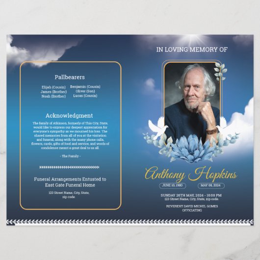 Vorlage des Programms zur Beerdigung von Blauem Hi (Vorderseite)