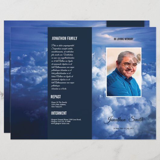 Vorlage des Programms zur Beerdigung von Blauem Hi (Vorne/Hinten)