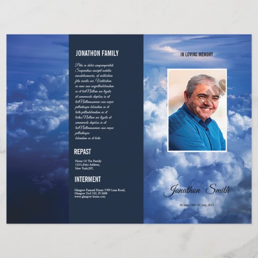 Vorlage des Programms zur Beerdigung von Blauem Hi (Vorderseite)