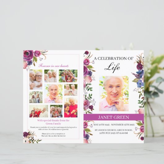 Vorlage des Programms zur Beerdigung von Blumendar (Stehend Vorderseite)