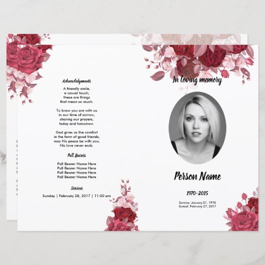 Vorlage des Programms zur Beerdigung von Burgund-F (Vorne/Hinten)