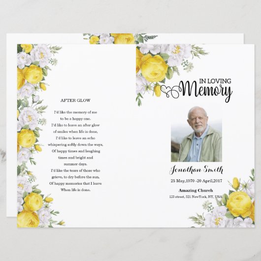 Vorlage des Programms zur Beerdigung von Gelbblume (Vorne/Hinten)