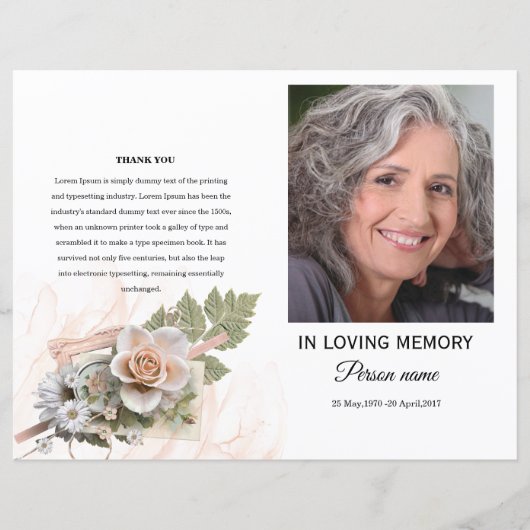 Vorlage des Programms zur Beerdigung von Rosa-Flor (Vorderseite)