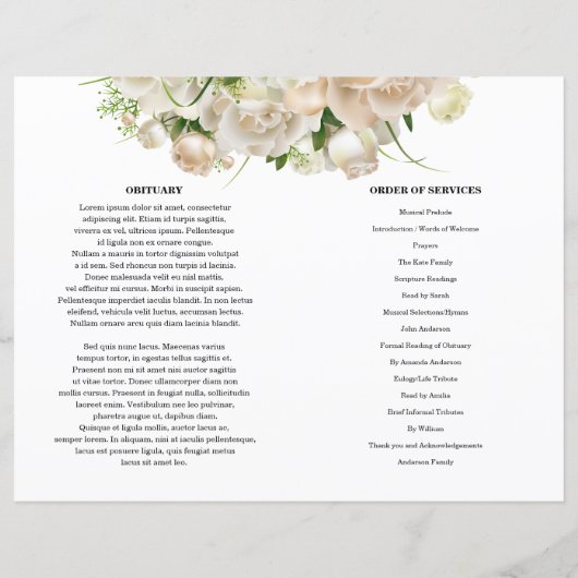 Vorlage des Programms zur Beerdigung von weißem Bl (Rückseite)