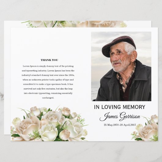 Vorlage des Programms zur Beerdigung von weißem Bl (Vorne/Hinten)