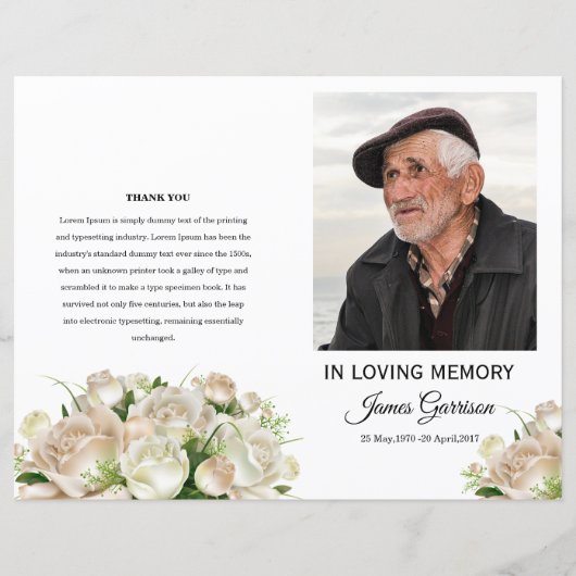 Vorlage des Programms zur Beerdigung von weißem Bl (Vorderseite)