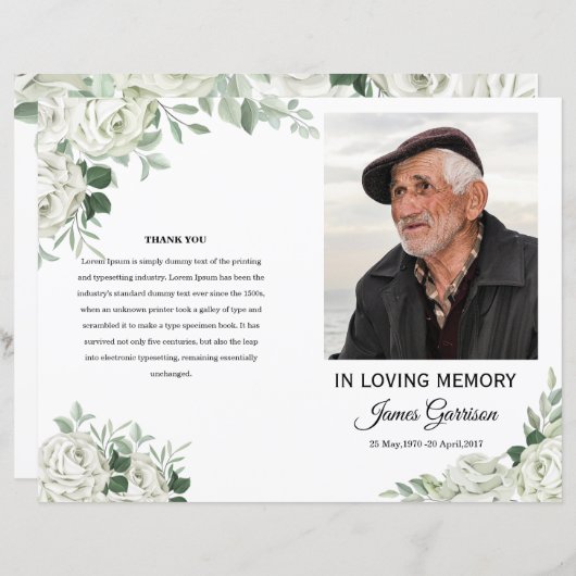 Vorlage des Programms zur Beerdigung von weißem Bl (Vorne/Hinten)