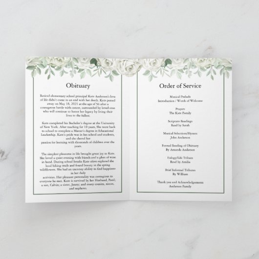 Vorlage des Programms zur Beerdigung von weißem Ro (Innenseite)