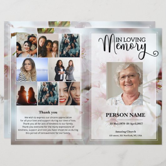 Vorlage des Programms zur Beerdigung von weißer Bl (Vorne/Hinten)