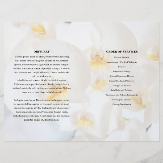 Vorlage des Programms zur Beerdigung von weißer Bl (Rückseite)