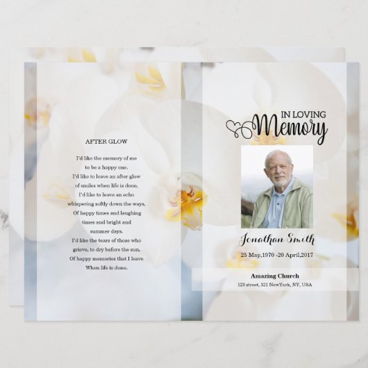 Vorlage des Programms zur Beerdigung von weißer Bl (Vorne/Hinten)