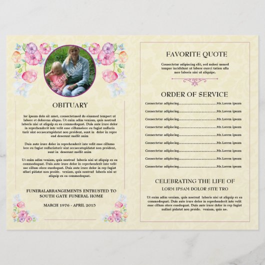 Vorlage des Programms zur Gedenkfeier (Rückseite)