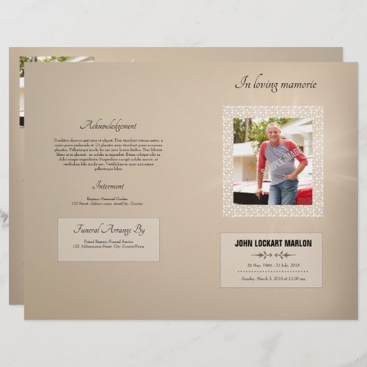 Vorlage des Programms zur Gedenkfeier (Vorne/Hinten)