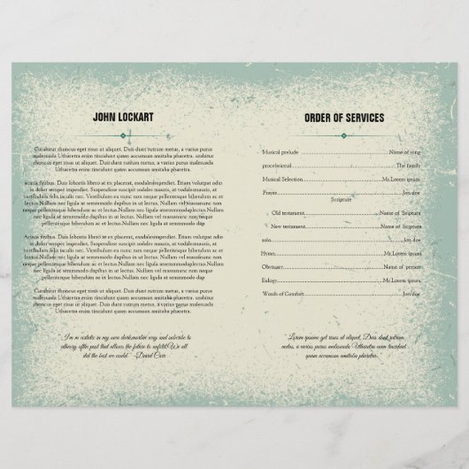 Vorlage des Programms zur Gedenkfeier (Rückseite)