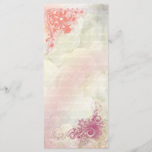 Vorlage des romantischen Blumenmenüs (Rückseite)