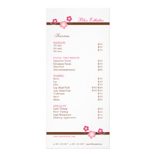 Vorlage des rosa und braunen Sakura-Wellness-Cente Werbekarte