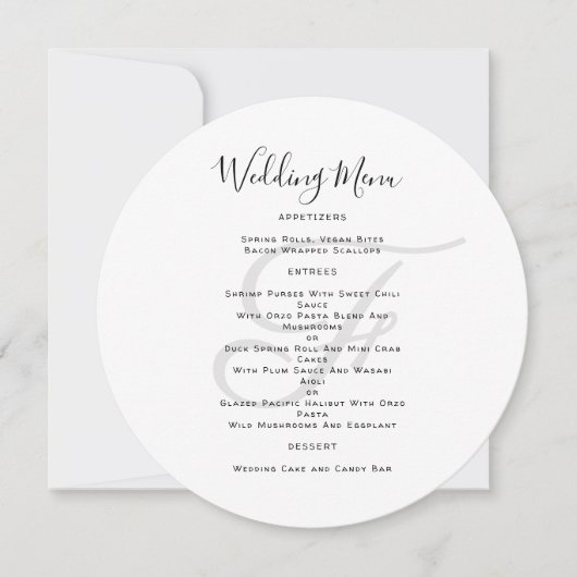 Vorlage des Round Monogram Wedelmenüs (Vorderseite)