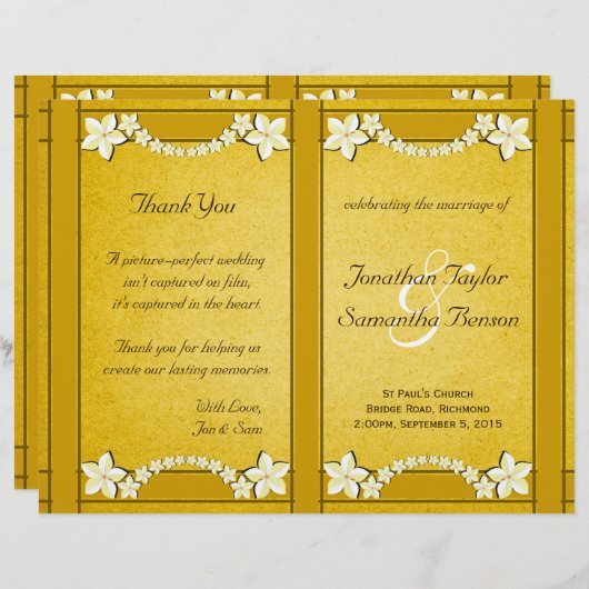 Vorlage des Rustic Gold Floral Wedding Programms (Vorne/Hinten)