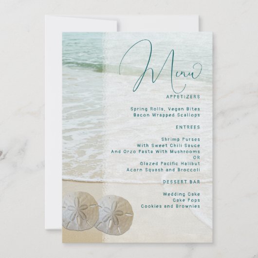 Vorlage des Sand Dollar Wedding Menüs (Vorderseite)