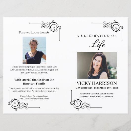 Vorlage des Schwarzen Verzierten Begräbnisprogramm (Vorderseite)