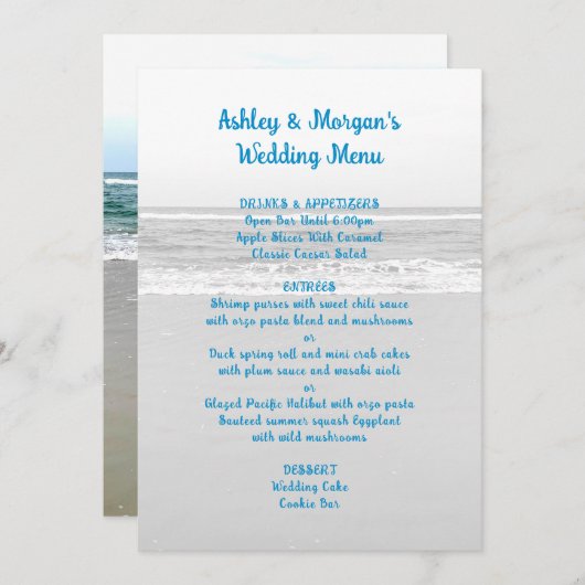 Vorlage des Seebütermenüs (Vorne/Hinten)