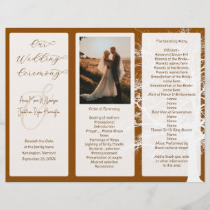 Vorlage des Tree Brown Tri-Fold-Hochzeitsprogramms