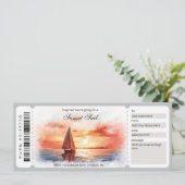 Vorlage des Watercolor Sunset Sailing Tickets (Stehend Vorderseite)
