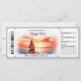 Vorlage des Watercolor Sunset Sailing Tickets