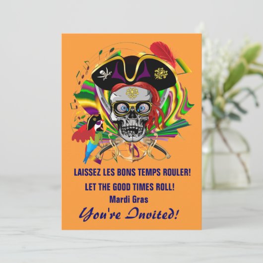 Vorlage Einladungen Mardi Gras (Stehend Vorderseite)