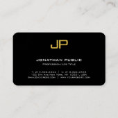 Vorlage Elegantes Schwarz-Gold Monogram modern Visitenkarte (Rückseite)