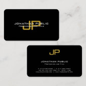 Vorlage Elegantes Schwarz-Gold Monogram modern Visitenkarte (Vorne/Hinten)