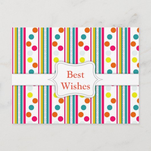 Vorlage, farbige Polka-Punkte Postkarte (Vorderseite)