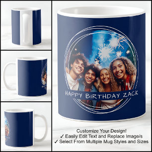 Vorlage Foto Nachricht Andenken Geburtstag Navy C4 Kaffeetasse