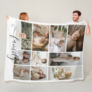 Vorlage für 10 Foto-Collage Family personalisiert Fleecedecke