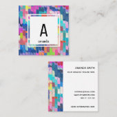 Vorlage für abstrakte Acryl-Pinselstriche Quadratische Visitenkarte (Vorne/Hinten)