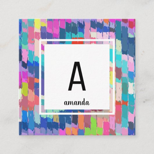 Vorlage für abstrakte Acryl-Pinselstriche Quadratische Visitenkarte (Vorderseite)