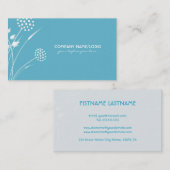Vorlage für Abstrakte Blume in Weiß und Blau Visitenkarte (Vorne/Hinten)