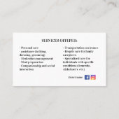 Vorlage für ältere Pflegekarten - Betreuungsuntern Visitenkarte (Rückseite)