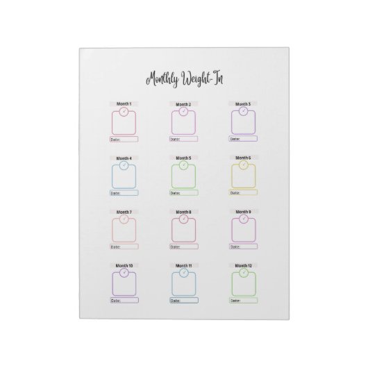 Vorlage für anpassbare Gewichtsabnahme-Tracker Notizblock (Rotiert)