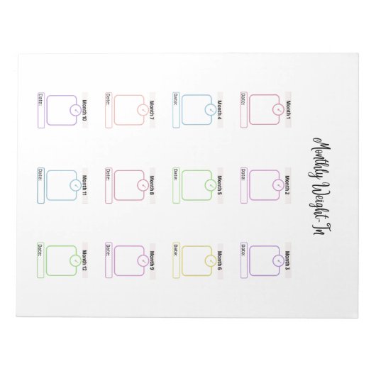 Vorlage für anpassbare Gewichtsabnahme-Tracker Notizblock (Vorderseite)