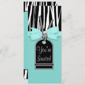 Vorlage für aquamarine blaue Zebra-Party Einladung (Vorne/Hinten)