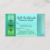 Vorlage für Aquamarine grüne Geschenkgutscheine Rabattkarte (Rückseite)