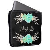 Vorlage für aquamarine und Silber-Monogramme Laptopschutzhülle (Vorne Rechts)